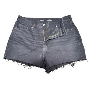 Old‎ Navy Black Denim Shorts High Rise Frayed Hem O.G. Straight Size 12